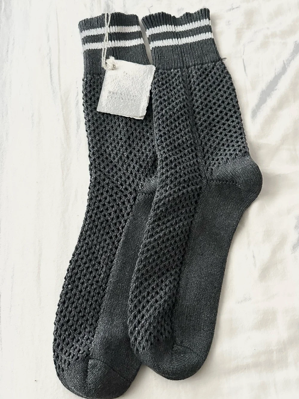 BRUNELLO CUCINELLI Sequin-Embellished Knit Socks